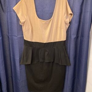 Elegant Tan and Black Women's Dress
